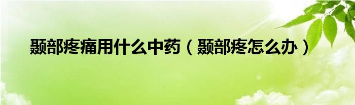 顳部疼痛用什么中藥(顳部疼怎么辦)