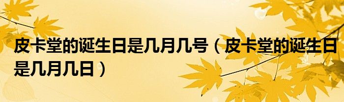 皮卡堂的誕生日是幾月幾號（皮卡堂的誕生日是幾月幾日）