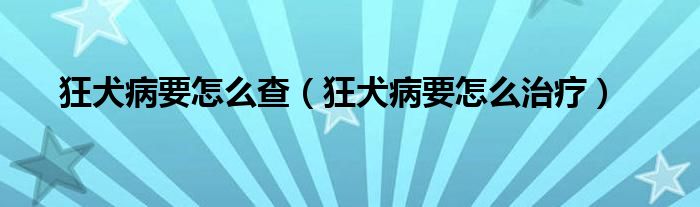 狂犬病要怎么查（狂犬病要怎么治療）