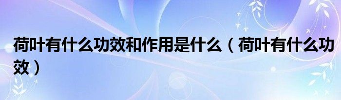 荷葉有什么功效和作用是什么(荷葉有什么功效)