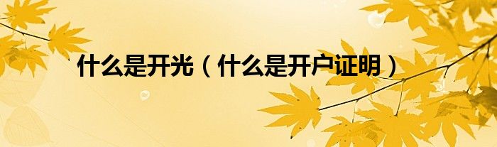什么是開光（什么是開戶證明）