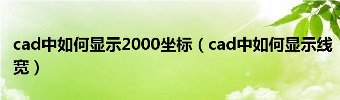 cad中如何顯示2000坐標(biāo)（cad中如何顯示線寬）