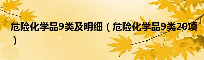 危險化學(xué)品9類及明細（危險化學(xué)品9類20項）