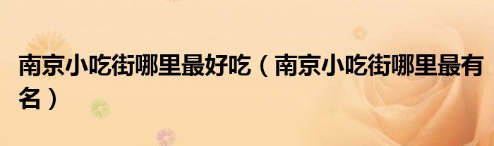 南京小吃街哪里最好吃（南京小吃街哪里最有名）