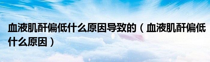 血液肌酐偏低什么原因?qū)е碌模ㄑ杭◆褪裁丛颍?class='thumb lazy' /></a>
		    <header>
		<h2><a  href=