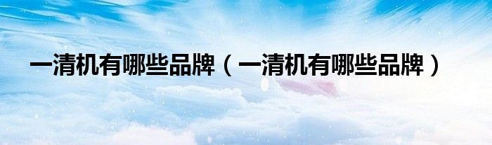 一清機有哪些品牌（一清機有哪些品牌）