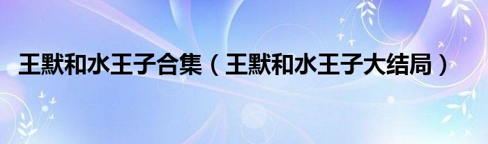 王默和水王子合集（王默和水王子大結局）