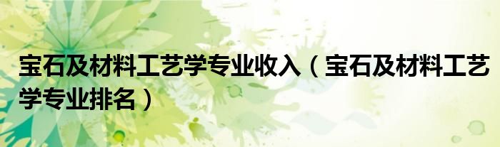 寶石及材料工藝學(xué)專業(yè)收入（寶石及材料工藝學(xué)專業(yè)排名）