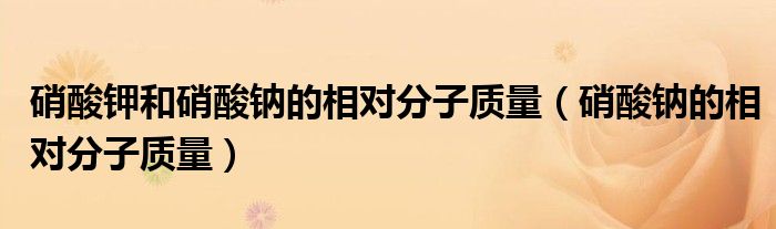 硝酸鉀和硝酸鈉的相對分子質(zhì)量（硝酸鈉的相對分子質(zhì)量）