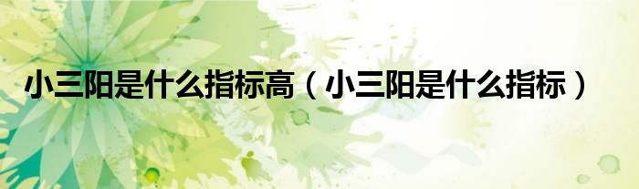 小三陽是什么指標(biāo)高（小三陽是什么指標(biāo)）