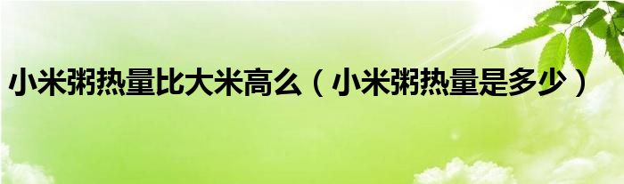 小米粥熱量比大米高么（小米粥熱量是多少）