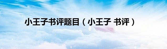 小王子書評(píng)題目(小王子 書評(píng))