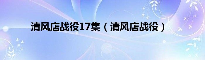 清風(fēng)店戰(zhàn)役17集（清風(fēng)店戰(zhàn)役）
