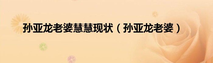 孫亞龍老婆慧慧現(xiàn)狀（孫亞龍老婆）
