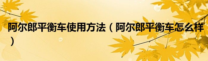 阿爾郎平衡車使用方法（阿爾郎平衡車怎么樣）