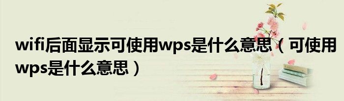 wifi后面顯示可使用wps是什么意思（可使用wps是什么意思）