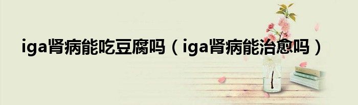 iga腎病能吃豆腐嗎（iga腎病能治愈嗎）