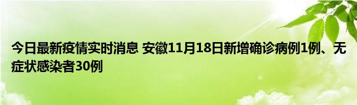 今日最新疫情實時消息 安徽11月18日新增確診病例1例、無癥狀感染者30例