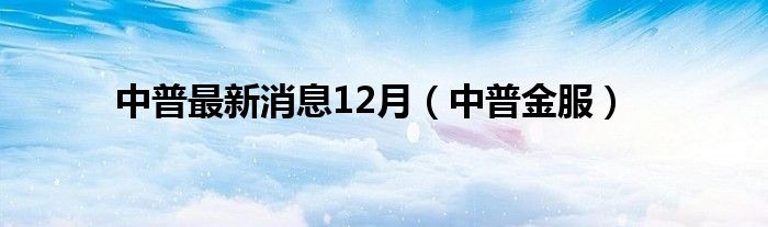 中普最新消息12月（中普金服）