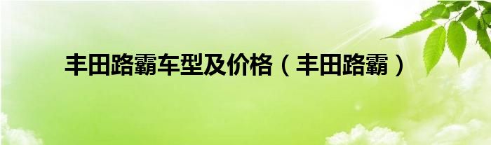 豐田路霸車型及價(jià)格（豐田路霸）
