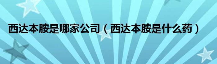 西達(dá)本胺是哪家公司（西達(dá)本胺是什么藥）