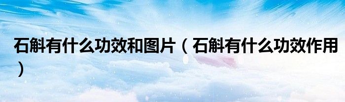 石斛有什么功效和圖片(石斛有什么功效作用)