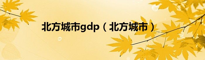 北方城市gdp(北方城市)