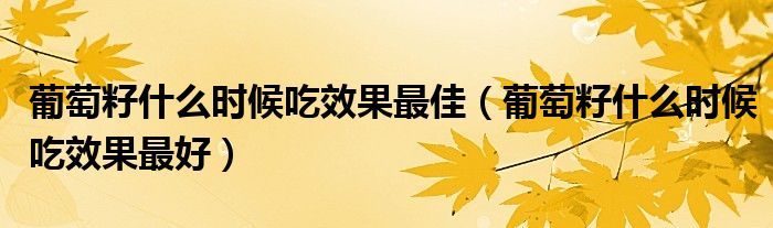 葡萄籽什么時(shí)候吃效果最佳（葡萄籽什么時(shí)候吃效果最好）