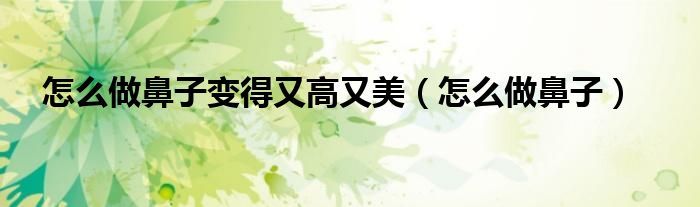 怎么做鼻子變得又高又美（怎么做鼻子）