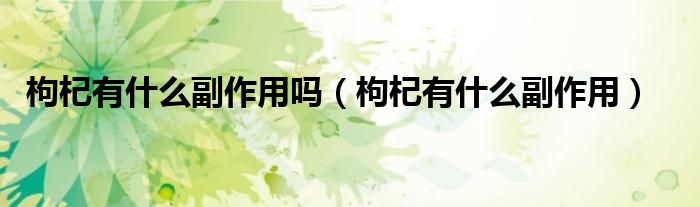 枸杞有什么副作用嗎（枸杞有什么副作用）