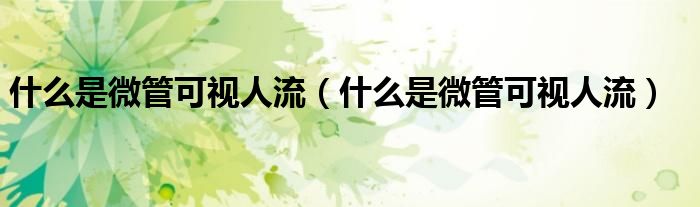 什么是微管可視人流（什么是微管可視人流）