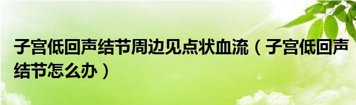 子宮低回聲結(jié)節(jié)周邊見點狀血流（子宮低回聲結(jié)節(jié)怎么辦）