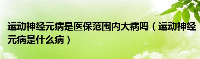 運(yùn)動(dòng)神經(jīng)元病是醫(yī)保范圍內(nèi)大病嗎（運(yùn)動(dòng)神經(jīng)元病是什么?。?class='thumb lazy' /></a>
		    <header>
		<h2><a  href=