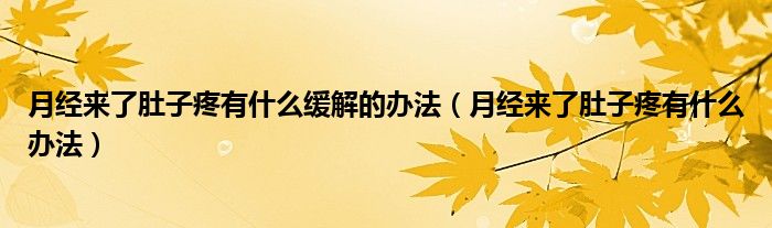 月經(jīng)來(lái)了肚子疼有什么緩解的辦法（月經(jīng)來(lái)了肚子疼有什么辦法）