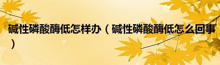 堿性磷酸酶低怎樣辦（堿性磷酸酶低怎么回事）