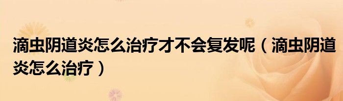 滴蟲(chóng)陰道炎怎么治療才不會(huì)復(fù)發(fā)呢（滴蟲(chóng)陰道炎怎么治療）