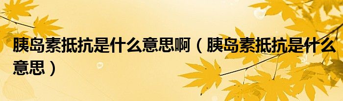 胰島素抵抗是什么意思?。ㄒ葝u素抵抗是什么意思）