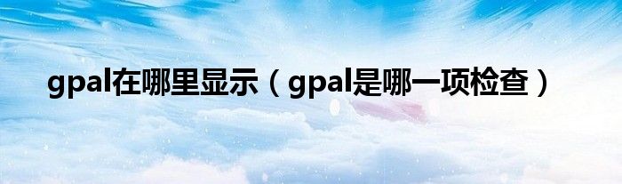 gpal在哪里顯示（gpal是哪一項檢查）