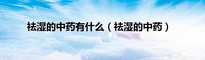 祛濕的中藥有什么（祛濕的中藥）
