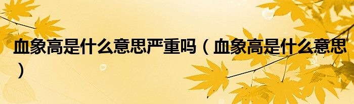 血象高是什么意思嚴(yán)重嗎（血象高是什么意思）