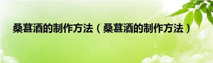 桑葚酒的制作方法（桑葚酒的制作方法）