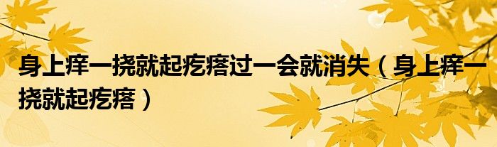 身上癢一撓就起疙瘩過一會就消失（身上癢一撓就起疙瘩）