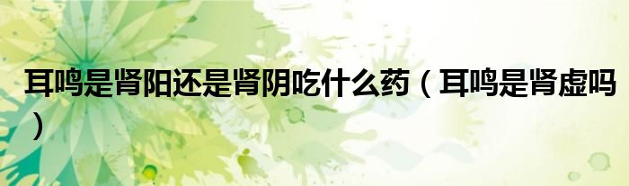 耳鳴是腎陽還是腎陰吃什么藥（耳鳴是腎虛嗎）