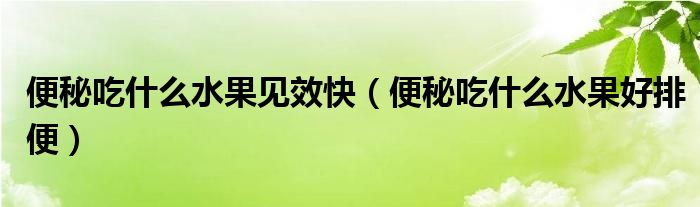 便秘吃什么水果見效快（便秘吃什么水果好排便）