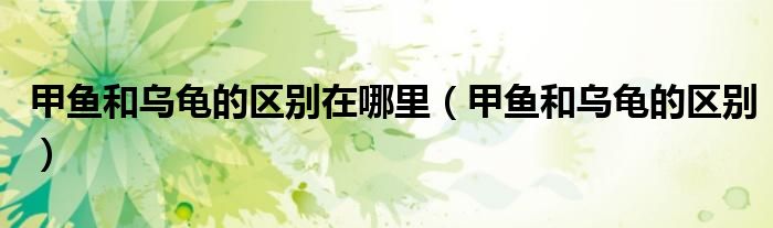 甲魚和烏龜?shù)膮^(qū)別在哪里（甲魚和烏龜?shù)膮^(qū)別）