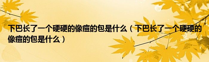 下巴長(zhǎng)了一個(gè)硬硬的像痘的包是什么（下巴長(zhǎng)了一個(gè)硬硬的像痘的包是什么）