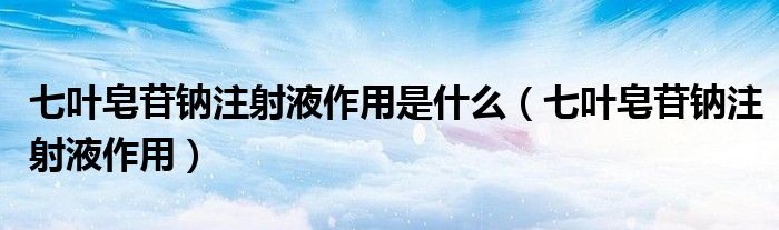 七葉皂苷鈉注射液作用是什么（七葉皂苷鈉注射液作用）