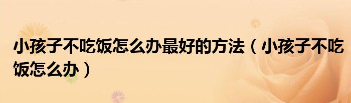 小孩子不吃飯怎么辦最好的方法（小孩子不吃飯怎么辦）