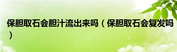 保膽取石會(huì)膽汁流出來(lái)嗎（保膽取石會(huì)復(fù)發(fā)嗎）