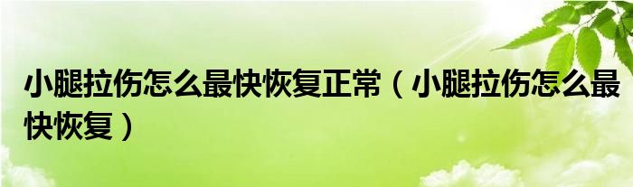 小腿拉傷怎么最快恢復(fù)正常（小腿拉傷怎么最快恢復(fù)）